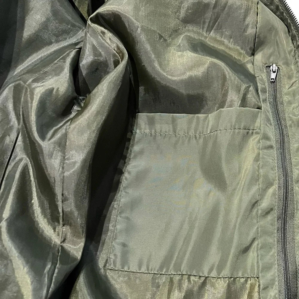 Army Performance Bomber Jacket Unisex Small Green Satin Military Uniform Costume